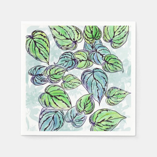 Serviette En Papier Papier Feuille vert Napkin (Devant)