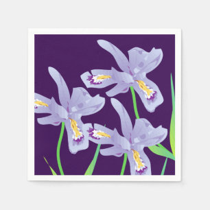 Serviette En Papier Papier Fleur Iris Violet Napkin