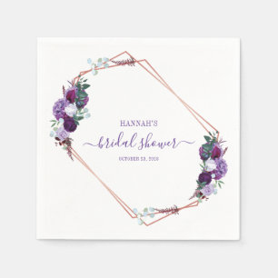 Serviette En Papier Papier Fleurs Géométriques Cadre Violet pour Maria