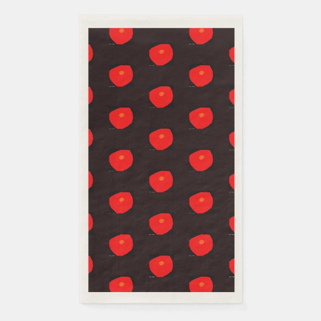 Serviette En Papier Papier floral noir et rouge Napkin (Devant)