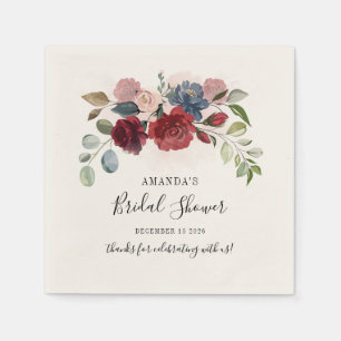 Serviette En Papier Papier Floral Personnalisé Burgundy Rustique pour