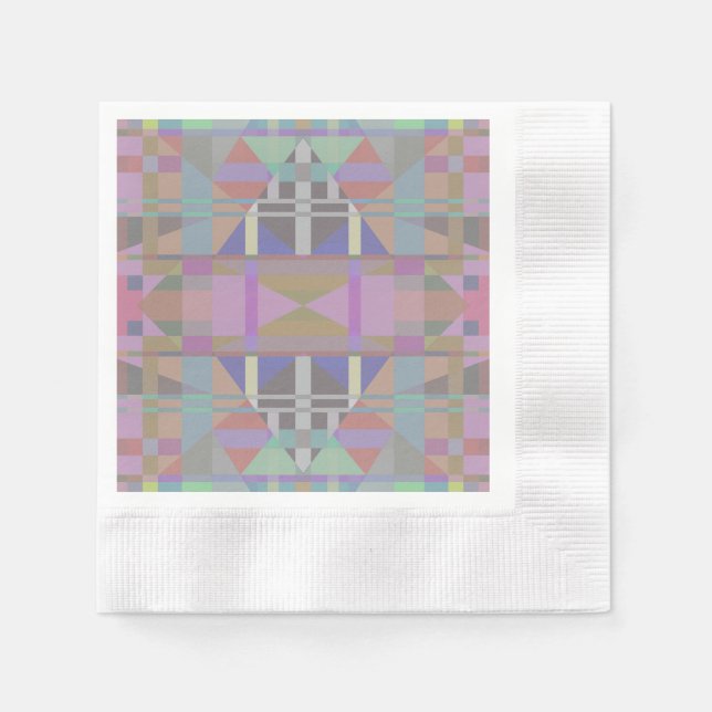 Serviette En Papier Papier géométrique vert violet rose (Devant)