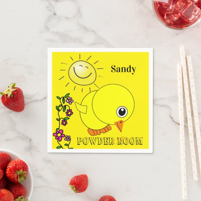 Serviette En Papier Papier, Jaune Chick Floral Soleil (En situation)