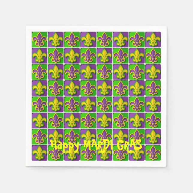 Serviette En Papier Papier jetable MARDI GRAS Fleur de Lis (Devant)