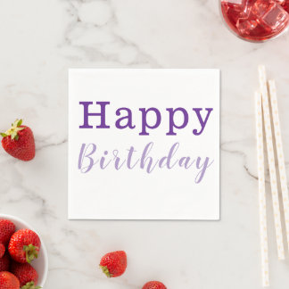 Serviette En Papier Papier, Joyeux Anniversaire violet