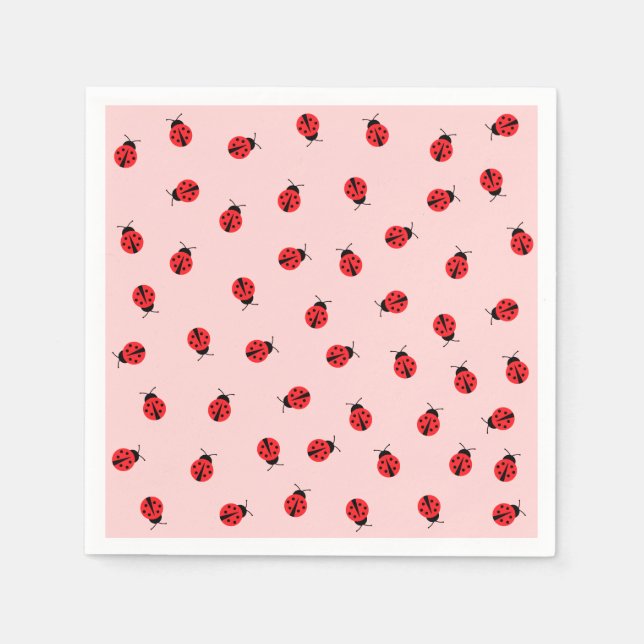 Serviette En Papier Papier Ladybug rose (Devant)