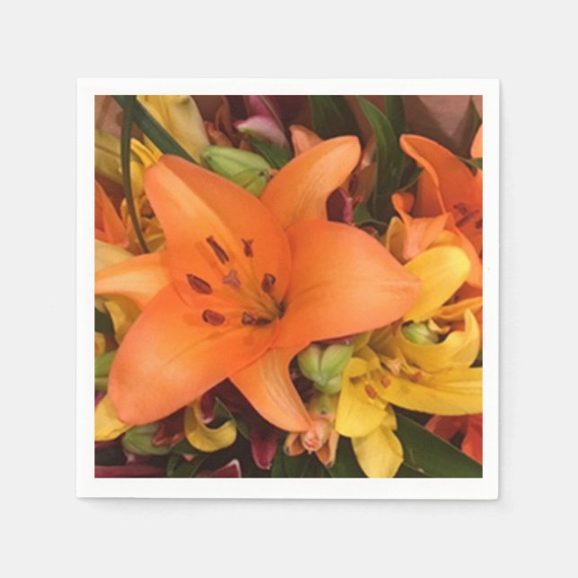 Serviette En Papier Papier Lily orange Napkin (Devant)
