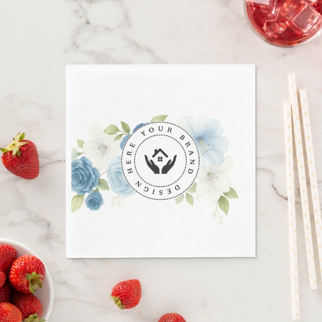 Serviette En Papier Papier logo floral simple minimaliste personnalisé (En situation)