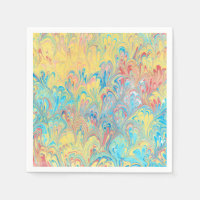 Papier marbré en plumes de paon florentin serviett