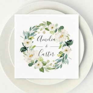 Serviette En Papier Papier Mariage à fleurs blanc Napkin