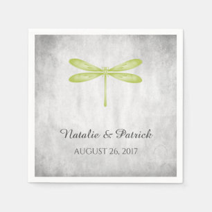Serviette En Papier Papier Mariage à libellules vertes