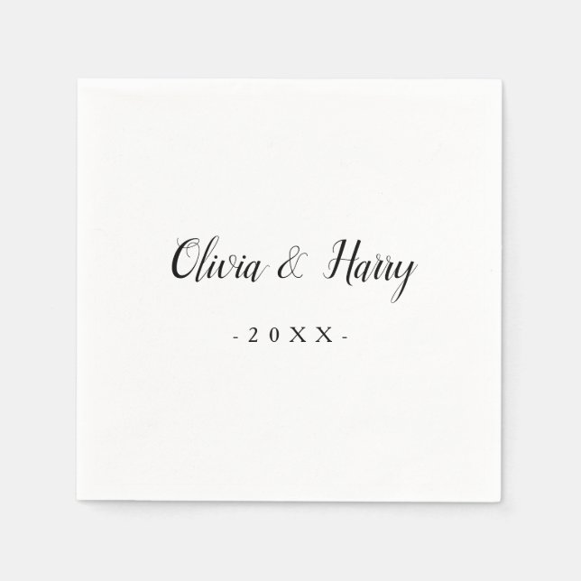 Serviette En Papier Papier Mariage blanc chic Napkin (Devant)