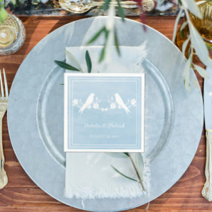 Serviette En Papier Papier Mariage bleu Lovebird Floral