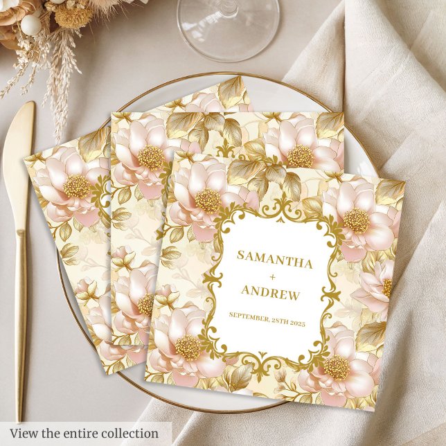 Serviette En Papier Papier Mariage Blush Gold Boho (Blush Gold Boho Wedding Paper Napkins)