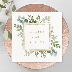 Serviette En Papier Papier Mariage Botanique Gold Greenery