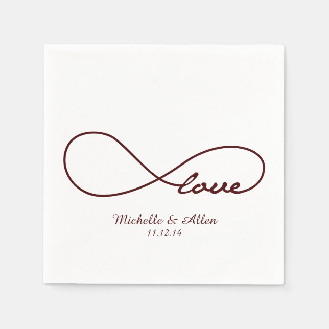 Serviette En Papier Papier Mariage Burgundy Red Love (Devant)