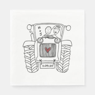 Serviette En Papier Papier Mariage campagnard Tracteur personnalisé