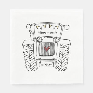 Serviette En Papier Papier Mariage campagnard Tracteur personnalisé