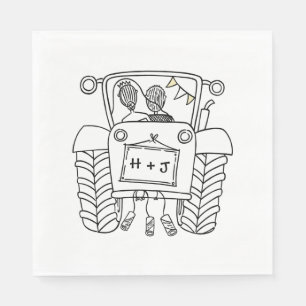 Serviette En Papier Papier Mariage campagnard Tracteur personnalisé
