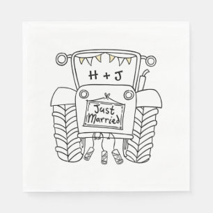 Serviette En Papier Papier Mariage campagnard Tracteur personnalisé