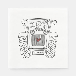 Serviette En Papier Papier Mariage campagnard Tracteur personnalisé