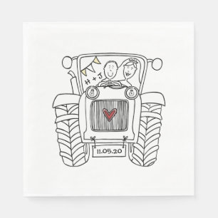Serviette En Papier Papier Mariage campagnard Tracteur personnalisé
