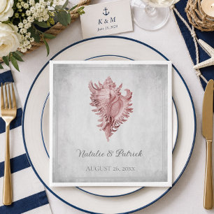 Serviette En Papier Papier Mariage conch rose