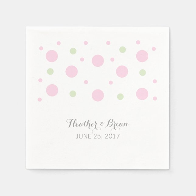 Serviette En Papier Papier Mariage Confetti vert rose serviettes (Devant)