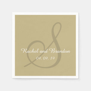 Serviette En Papier Papier Mariage couleur Gras Monogram Ecru