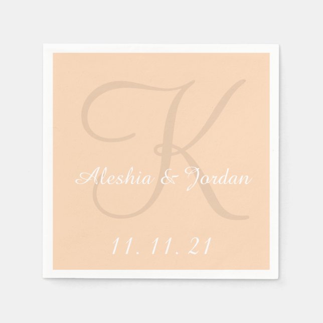 Serviette En Papier Papier Mariage couleur simple Peach (Devant)
