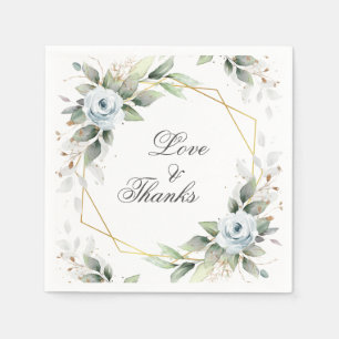 Serviette En Papier Papier Mariage Dusty Blue Floral
