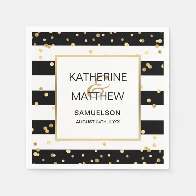 Serviette En Papier Papier Mariage Elegant Or Personnalisé (Devant)