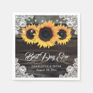 Serviette En Papier Papier Mariage en dentelle de bois rustique