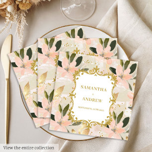 Serviette En Papier Papier Mariage en or Blush personnalisé