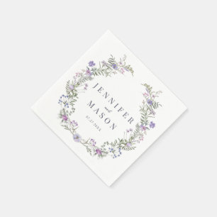 Serviette En Papier Papier mariage fleur sauvage lavande violette