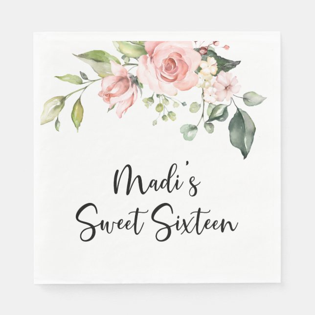 Serviette En Papier Papier Mariage floral (Devant)