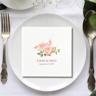 Serviette En Papier Papier Mariage flou Rose floral personnalisé