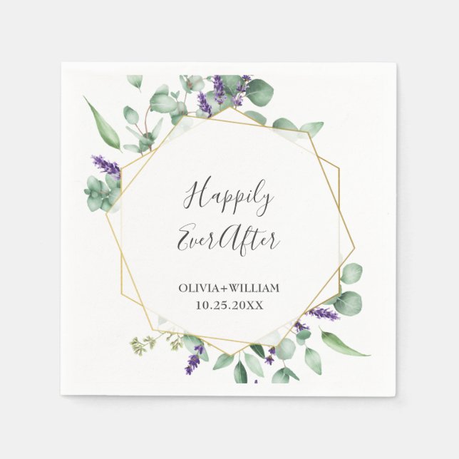 Serviette En Papier Papier Mariage géométrique Eucalyptus moderne (Devant)