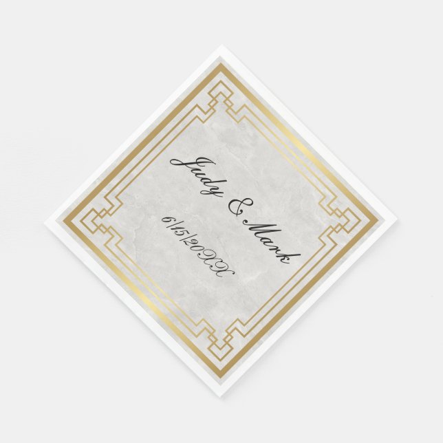 Serviette En Papier Papier Mariage Marbre blanc de cadre géométrique o (Coin)