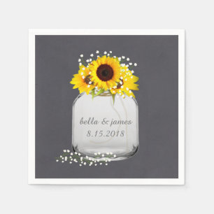 Serviette En Papier Papier Mariage Mason Jar Sunflower