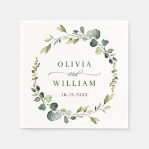 Serviette En Papier Papier Mariage moderne Eucalyptus Wreath Cadre Boh