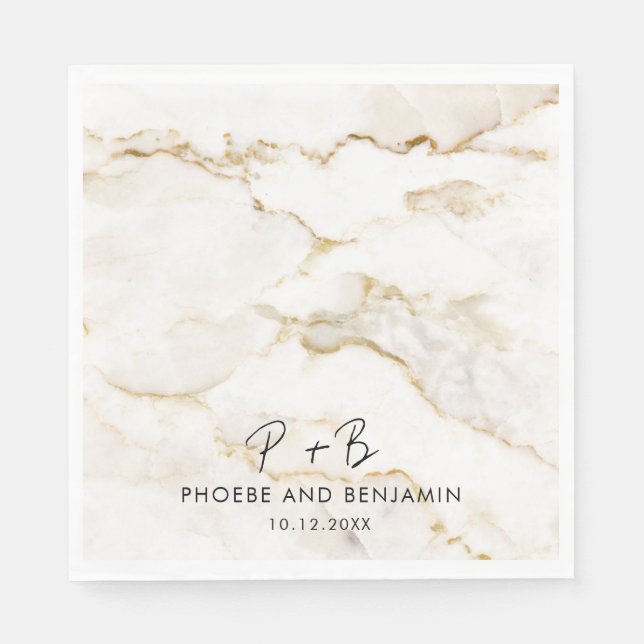 Serviette En Papier Papier Mariage Monogram Elegant Typographie (Devant)