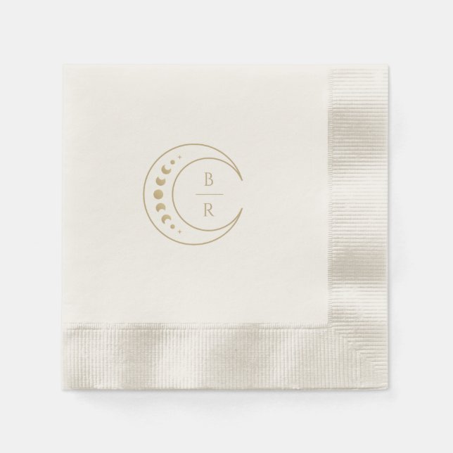 Serviette En Papier Papier Mariage monogramme céleste Napkin (Devant)