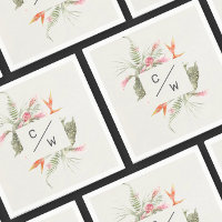 Papier Mariage Monogramme floral simple Tropical