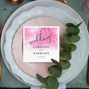 Serviette En Papier Papier Mariage Ombre Aquarelle - Rose