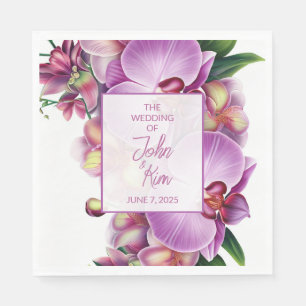 Serviette En Papier Papier Mariage Orchidées Florales Napkin