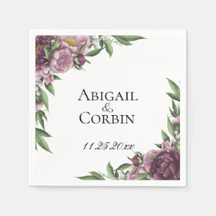 Serviette En Papier Papier Mariage personnalisé Mauve Floral