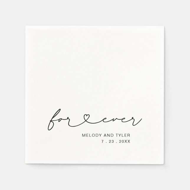 Serviette En Papier Papier Mariage pour coeur de script simple (Devant)
