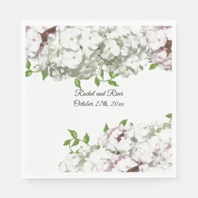 Serviette En Papier Papier Mariage rose et blanc (Devant)
