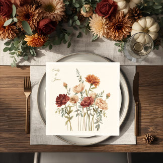 Serviette En Papier Papier Mariage Rustique Automne Floral